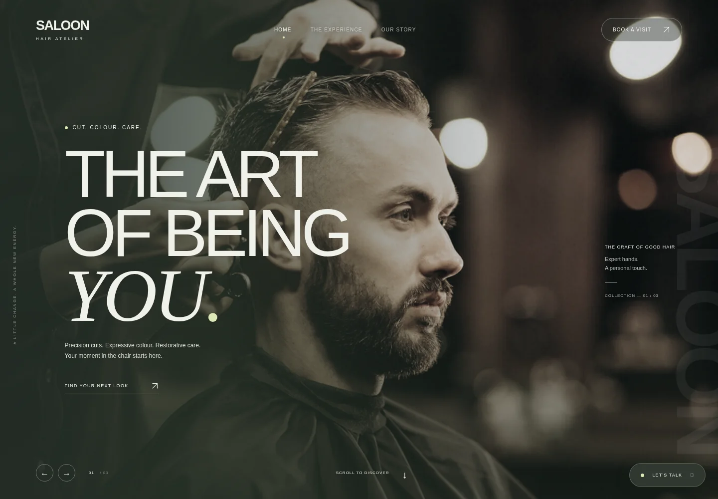 Homepage screenshot of SALOON · DEMO